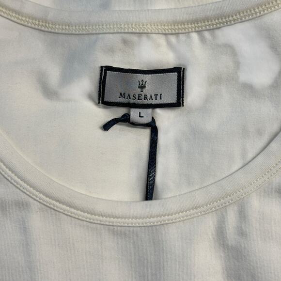 Maserati Rhinestone Tee Shirt NEW Donna Panna Strass Cotton LOGO Womens L White - Picture 7 of 11